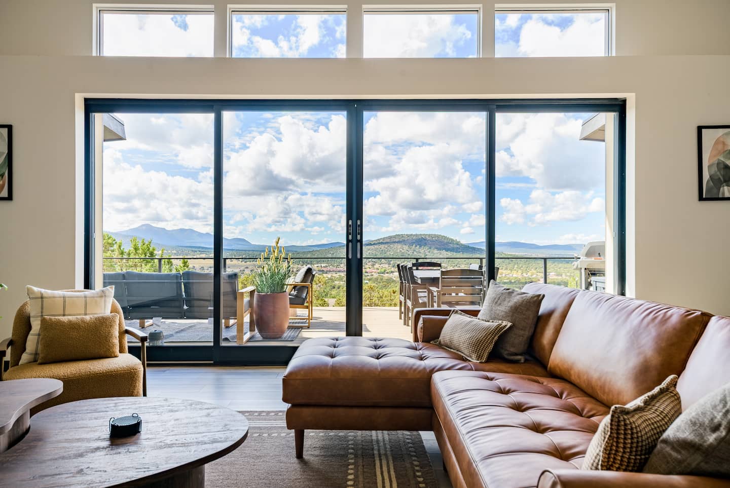 Living room view through glass sliding doors